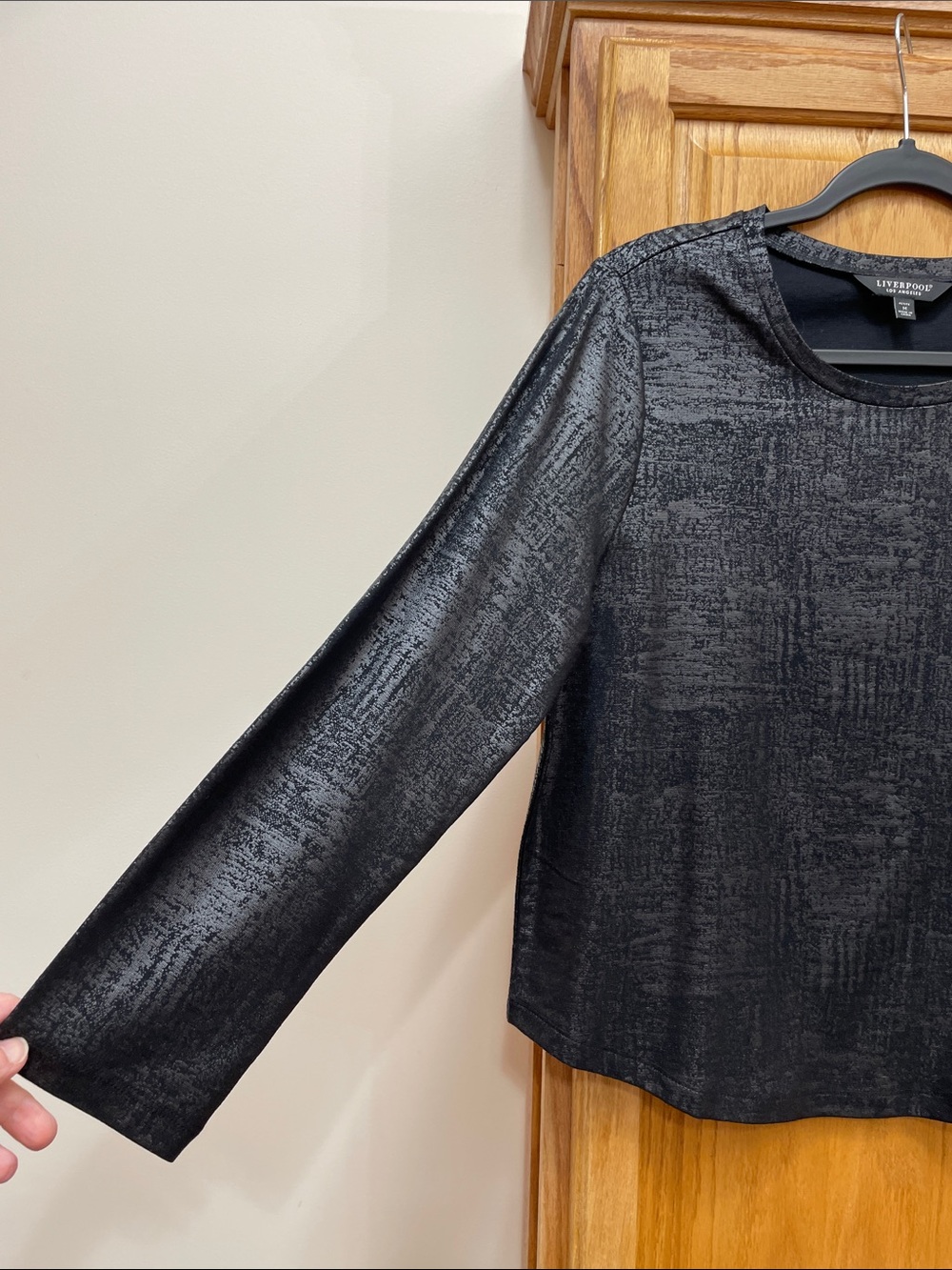 Liverpool Metallic Black Long-Sleeve Crewneck Top Medium Petite - Picture 4 of 15